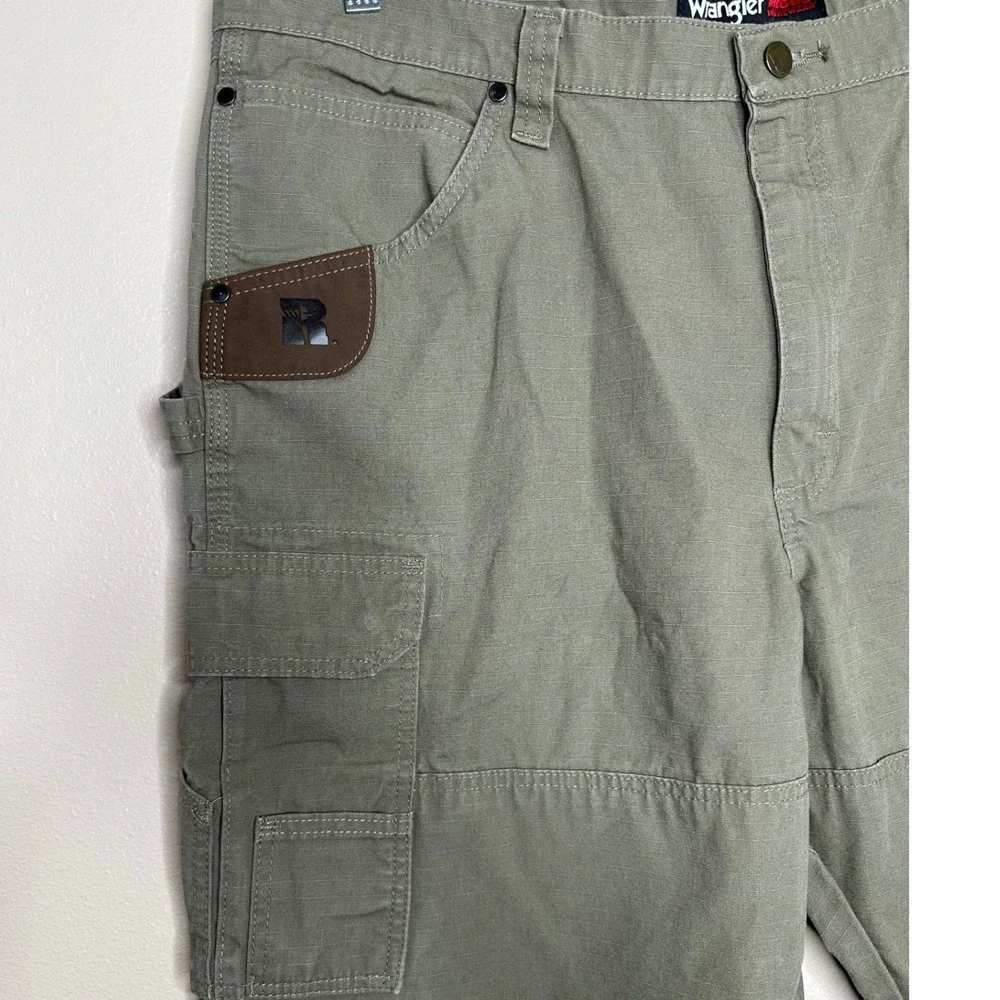 Wrangler Riggs Workwear Mens 40x32 Olive Green Ripstop Cargo Pants 3W060BR